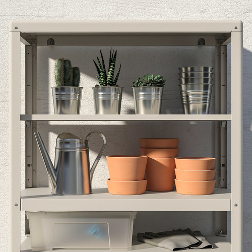 KOLBJÖRN Shelving unit with cabinet, beige, 80x37x161 cm