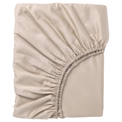 NATTJASMIN Fitted sheet, light beige, 90x200 cm