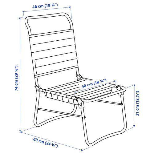 STRANDÖN Beach chair, white green/blue