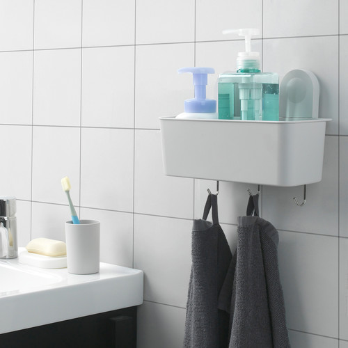 RÅNEN Shower/soap basket with hook, 26x21 cm