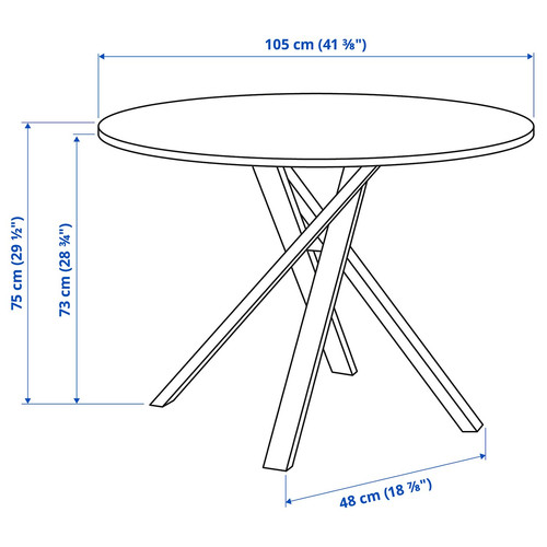 MARIEDAMM Table, black marble effect, 105 cm