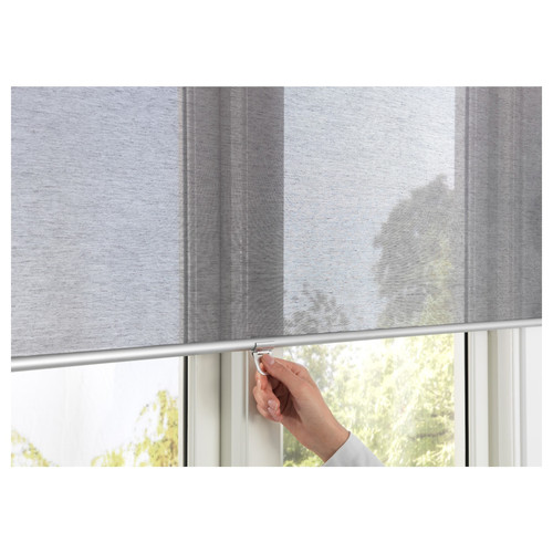 SKOGSKLÖVER Roller blind, grey, 100x195 cm