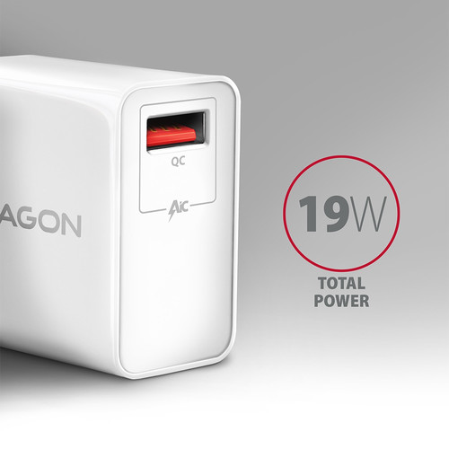 AXAGON Wall Charger EU Plug ACU-QC19W, 19W, QC, white