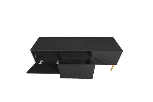 TV Cabinet Nicole 150 cm, matt black/gold legs