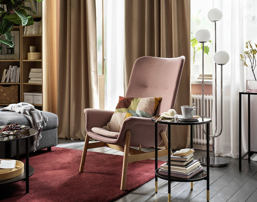 VEDBO High-back armchair, Gunnared light brown-pink