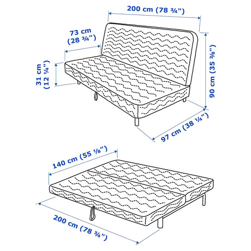 NYHAMN 3-seat sofa-bed, with pocket spring mattress/Naggen beige