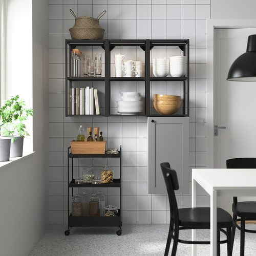 ENHET Storage combination, anthracite/grey frame, 120x32x150 cm