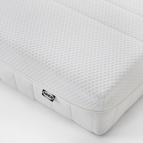 HEMNES Bed frame with mattress, white stain/Åkrehamn medium firm, 90x200 cm