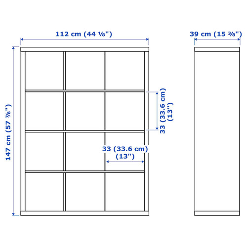 KALLAX Shelf unit with 4 inserts, black-brown, 147x112 cm