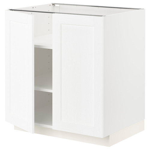 METOD Base cabinet with shelves/2 doors, white Enköping/white wood effect, 80x60 cm