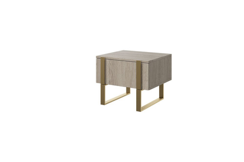 Nightstand Bedside Table Verica Set of 2, biscuit oak/gold legs