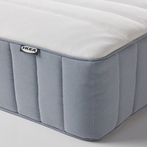 VALEVÅG Mattress, pocket springs, firm/light blue, 120x200 cm