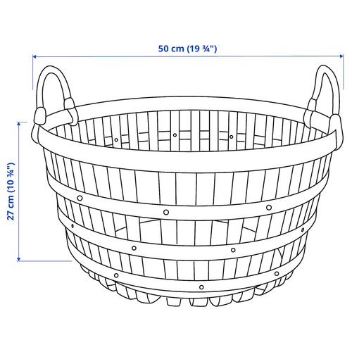 VÄXTHUS Basket, poplar/handmade, 50x27 cm