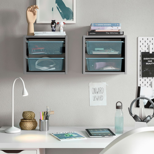 TROFAST Wall storage, grey/grey-blue, 34x21x30 cm