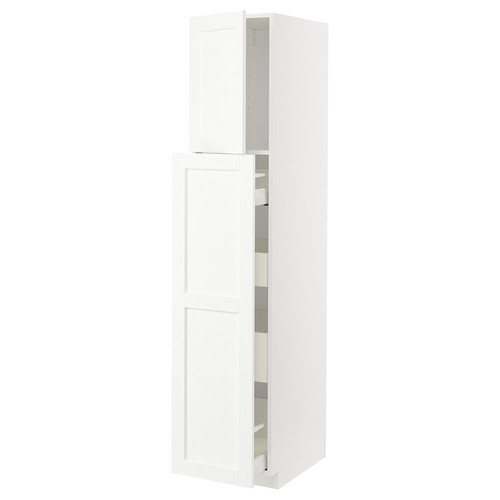 METOD / MAXIMERA Hc w p-o func 1dr/4drw, white Enköping/white wood effect, 40x60x200 cm