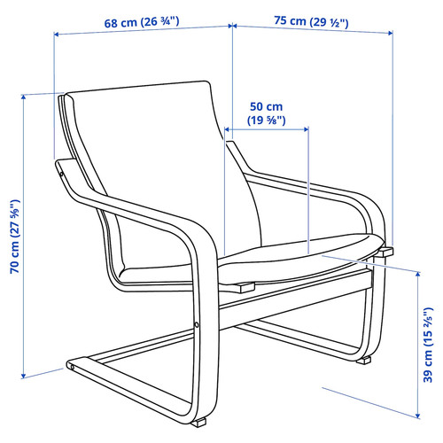 POÄNG Low-back armchair, natural colour/beige/Katorp natural colour/beige