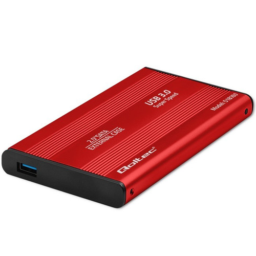 Qoltec External Hard Drive Case HDD/SSD 2.5'' SATA3 | USB 3.0, red