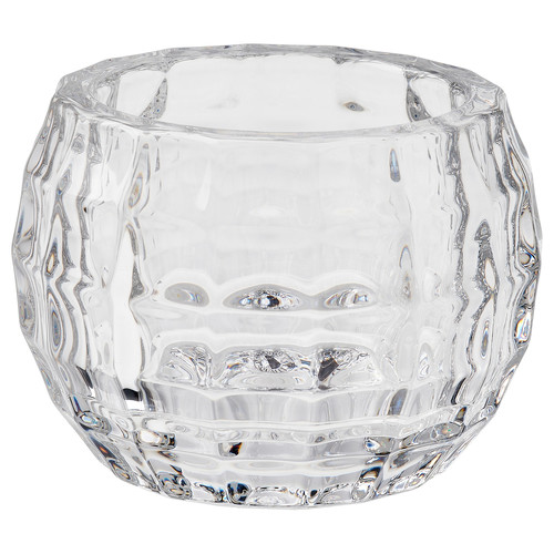 FRÖJDA Tealight holder, clear glass, 6 cm