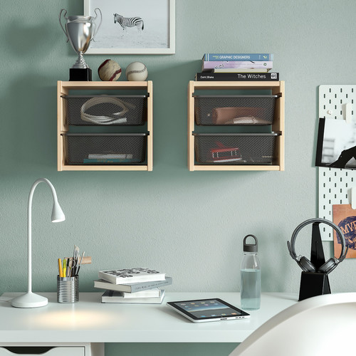 TROFAST Wall storage, light white stained pine/dark grey, 32x21x30 cm