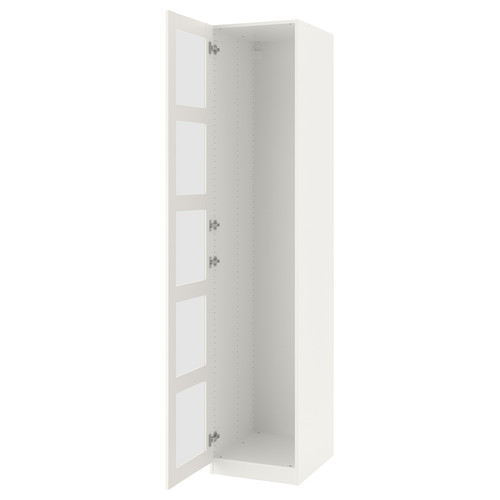 PAX Wardrobe with 1 door, white/Bergsbo frosted glass, 50x38x236 cm