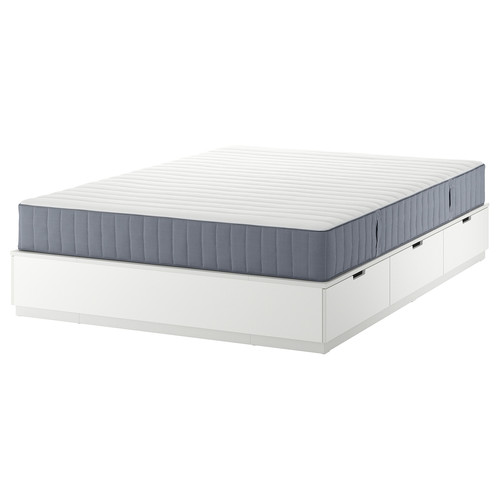 NORDLI Bed frame with storage and mattress, white/Valevåg firm, 160x200 cm