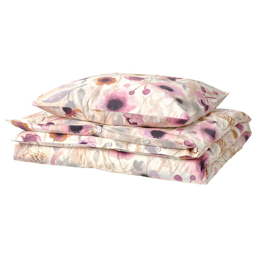 LÖNNHÖSTMAL Duvet cover and pillowcase, multicolour/floral pattern, 150x200/50x60 cm