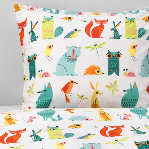 LATTJO Quilt cover and pillowcase, animal, multicolour