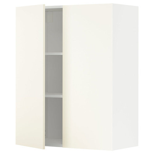 METOD Wall cabinet with shelves/2 doors, white/Vallstena white, 80x100 cm