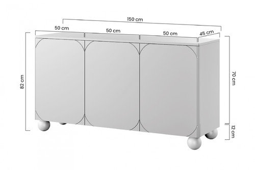 Cabinet Sonatia II 150 cm, with 2 internal drawers, cashmere