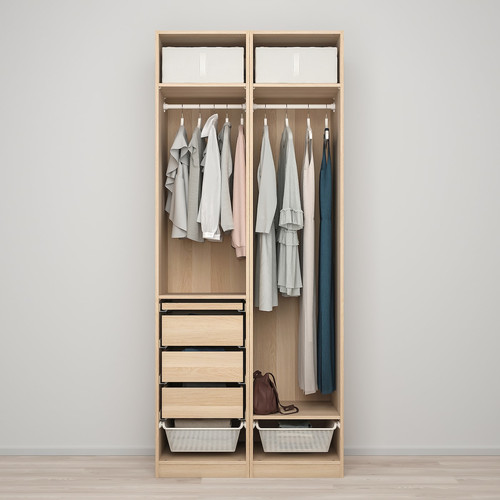 PAX / FORSAND Wardrobe combination, white stained oak effect, 100x60x236 cm