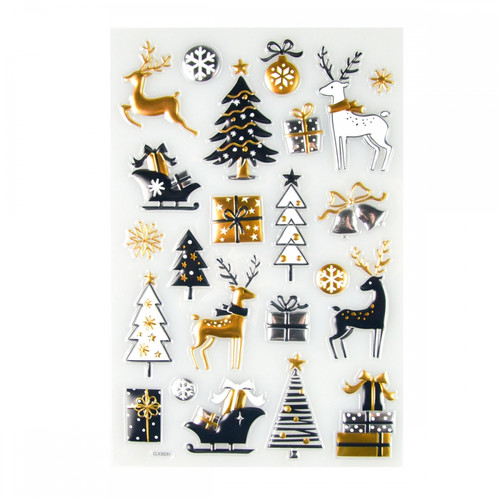 Christmas Stickers 3D 14x25cm Glamour, 1pc, assorted