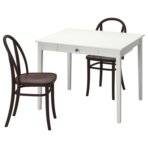 IDANÄS / SKOGSBO Table and 2 chairs, white/dark brown, 51/86x96 cm