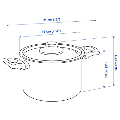 HEMLAGAD Pot with lid, black, 3 l