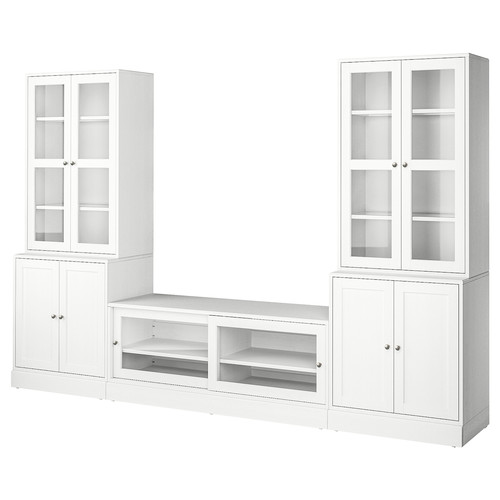 HAVSTA TV storage combination/glass doors, white, 322x47x212 cm