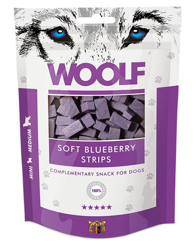 Woolf Soft Blueberry Strips Snack for Dogs 100g