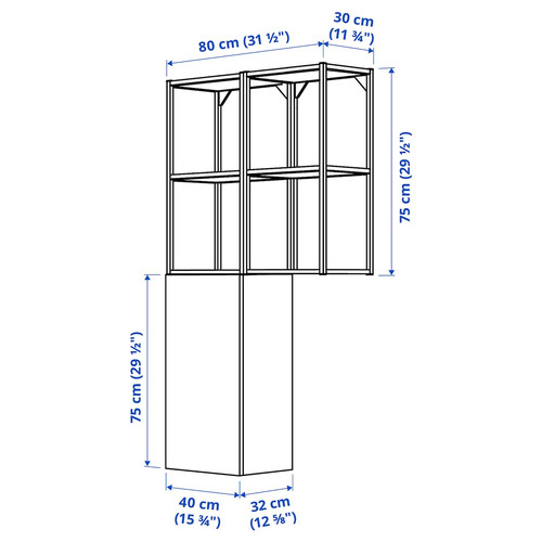 ENHET Storage combination, white, 80x32x150 cm