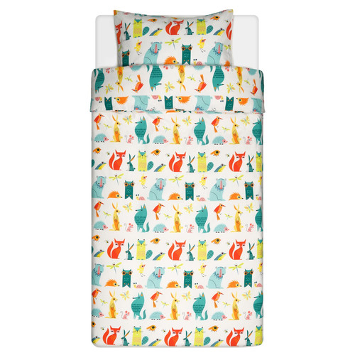 LATTJO Quilt cover and pillowcase, animal, multicolour