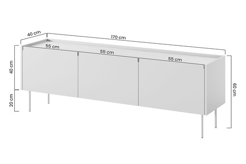 Three-Door TV Cabinet Desin 170, cashmere/nagano oak