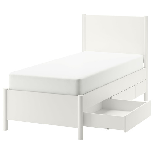 TONSTAD Bed frame with storage, off-white/Lönset, 90x200 cm