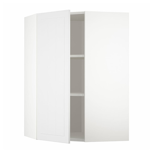 METOD Corner wall cabinet with shelves, white/Stensund white, 68x100 cm