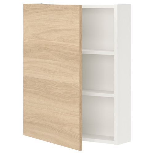 ENHET Wall cb w 2 shlvs/doors, white, oak effect, 60x15x75 cm