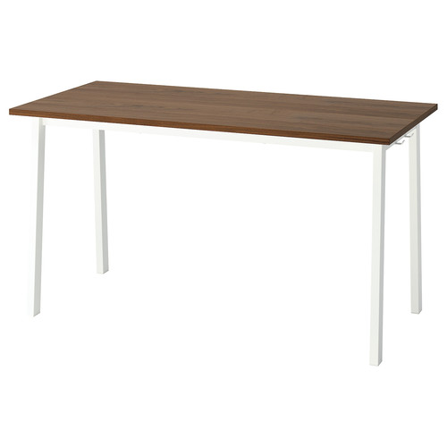 MITTZON Conference table, walnut veneer/white, 140x68x75 cm