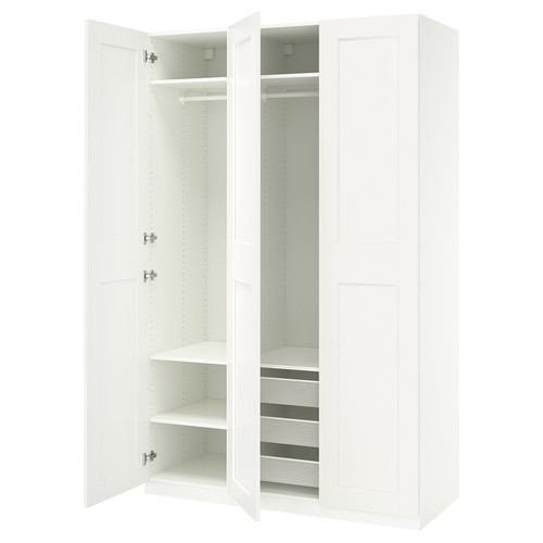 PAX / GRIMO Wardrobe combination, white/white, 150x60x236 cm