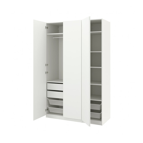 PAX / VIKANES Wardrobe combination, white/white, 150x60x236 cm