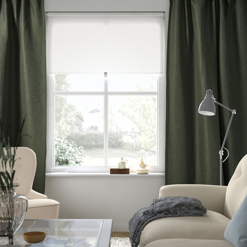 ANNAKAJSA Room darkening curtains, 1 pair, dark green, 145x300 cm