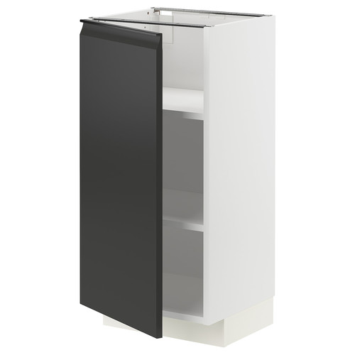 METOD Base cabinet with shelves, white/Upplöv matt anthracite, 40x37 cm