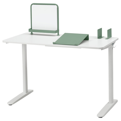 RELATERA Desk combination, white/light grey-green, 117x60 cm