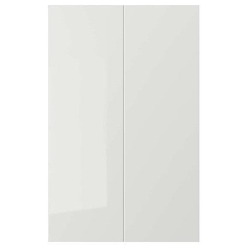 RINGHULT 2-p door f corner base cabinet set, high-gloss light grey, 25x80 cm