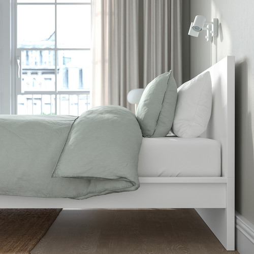 MALM Bed frame with mattress, white/Valevåg firm, 140x200 cm