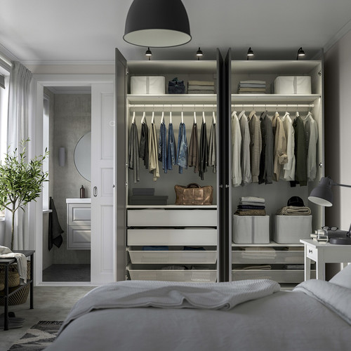 PAX / GULLABERG Wardrobe combination, white/grey, 200x60x236 cm